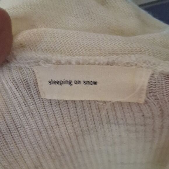 Anthropologie Sleeping On Snow Cream Women's Cowlneck Light Sweater Top S/P - Picture 8 of 13